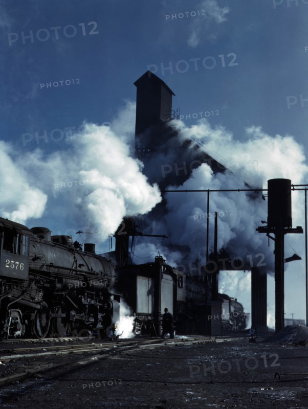 Locomotives getting their energy from coal and dropping their ashes 1942