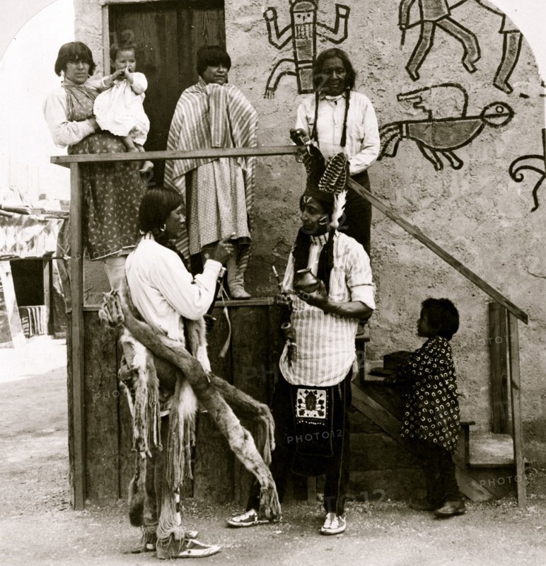 Moki rain maker and chief in costume, World's Fair, St. Louis, 1905 1904