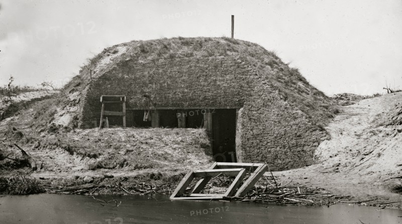 Morris Island, South Carolina. Bombproof for telegraph operator in trenches 1863