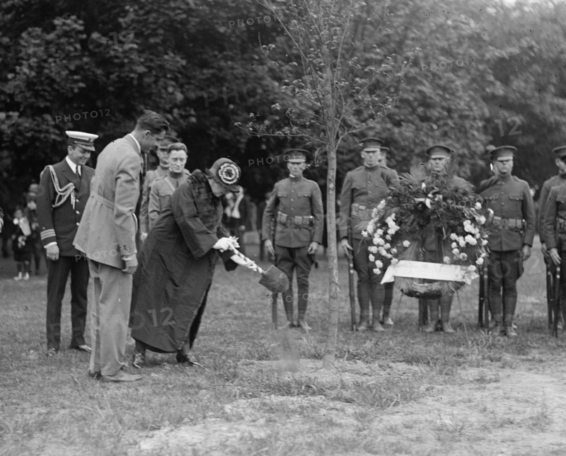 Mrs. Harding planting tree 1923