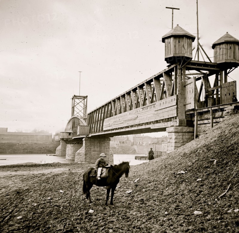 Nashville, Tenn. Fortified railroad bridge across Cumberland River 1864