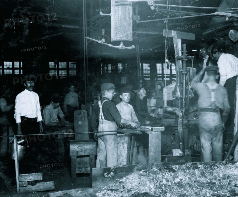 Night scene in Cumberland Glass Works, Bridgeton, N.J.  1909