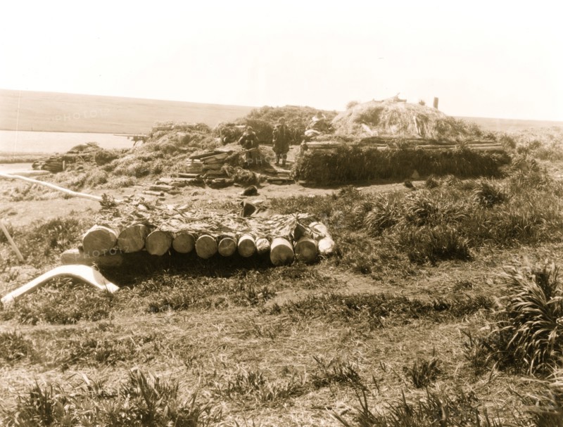 Nihkoyak, men's house at winter camp--Nunivak 1929