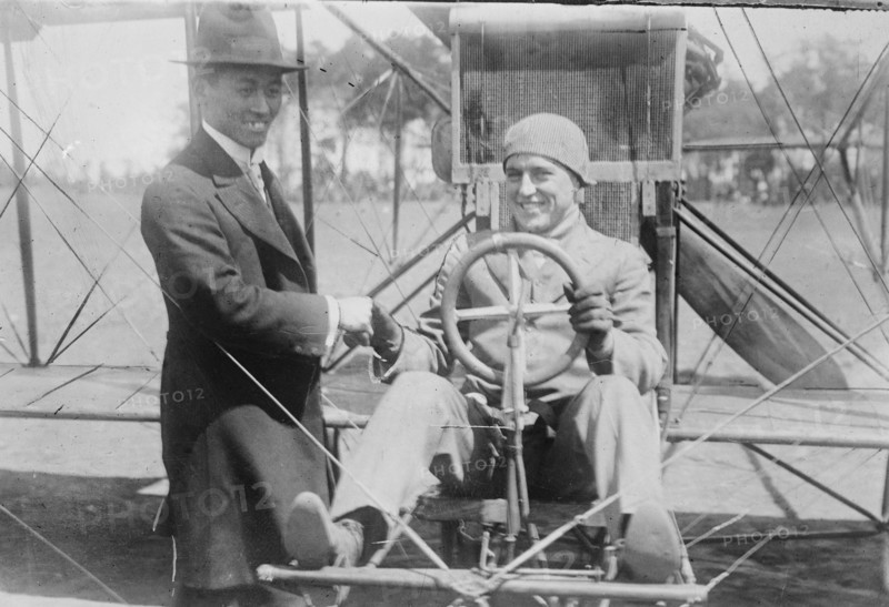 Yukio Ozaki with Biplane Pilot Art Smith