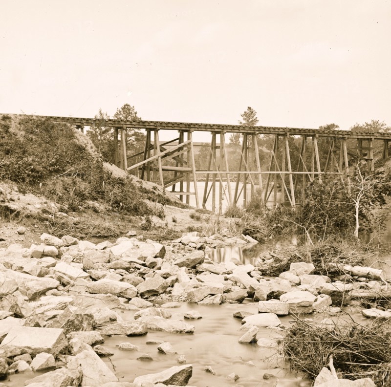 Petersburg, Virginia  Railroad trestle across Indian Town creek 1865