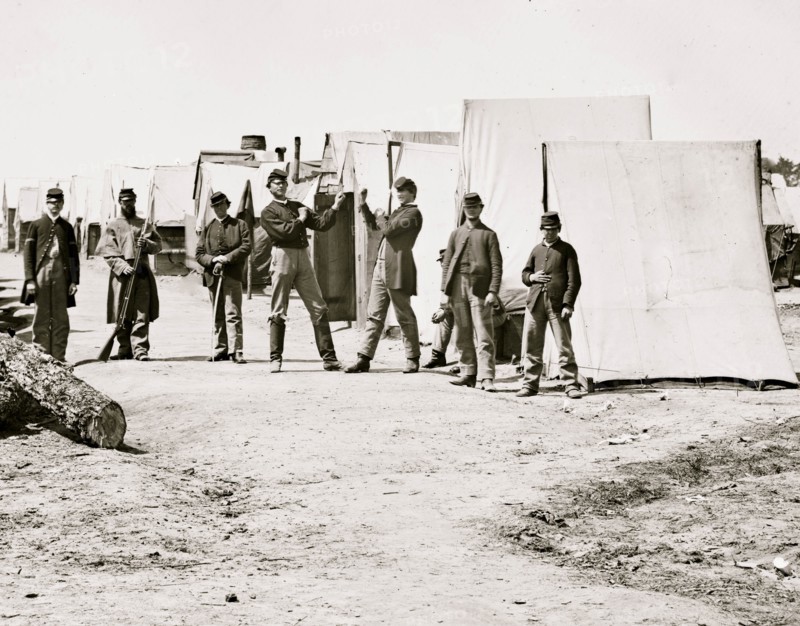 Petersburg, Virginia. Federal camp. Soldiers boxing 1865