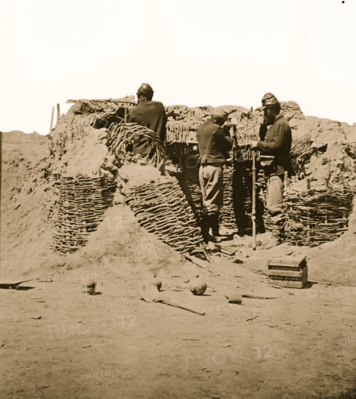 Petersburg, Virginia. Federal picket line in front of Fort Mahone 1865