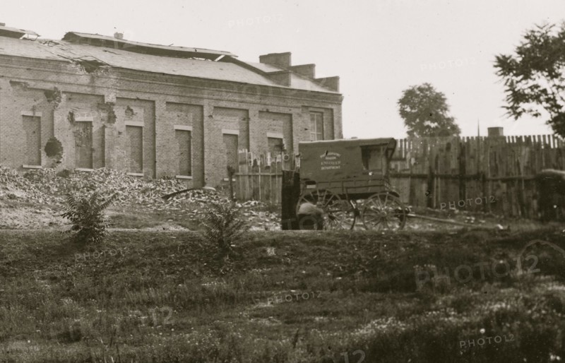 Petersburg, Virginia. View of gas works. (Photographic wagon, Engineer Department shown) 1865