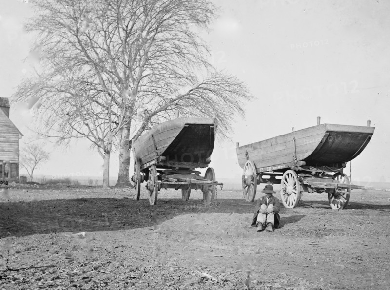 Pontoon boats on wheeled carriages 1863