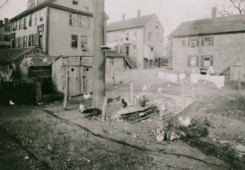 Privies, garbage dumps, etc., in back yards near Bed-bug Alley and High Street, Central Falls, R.I.  1912