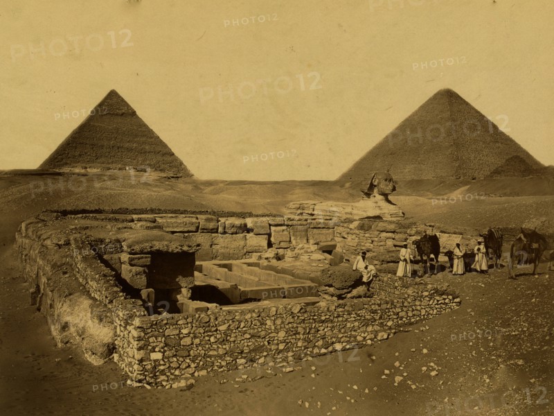 Pyramids of Cheops and Cheffreu, the Sphinx and the temples of Cheffreu. 1880