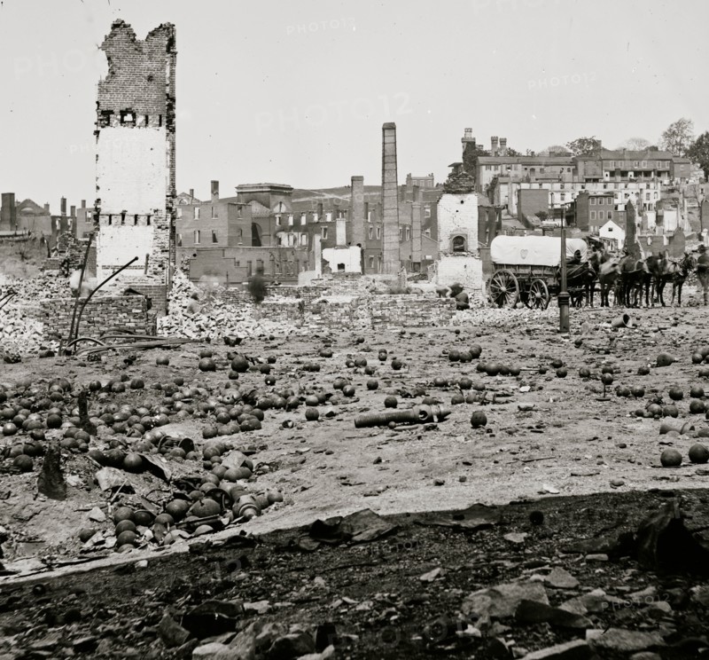 Richmond, Va. Grounds of the ruined Arsenal with scattered shot and shell 1865