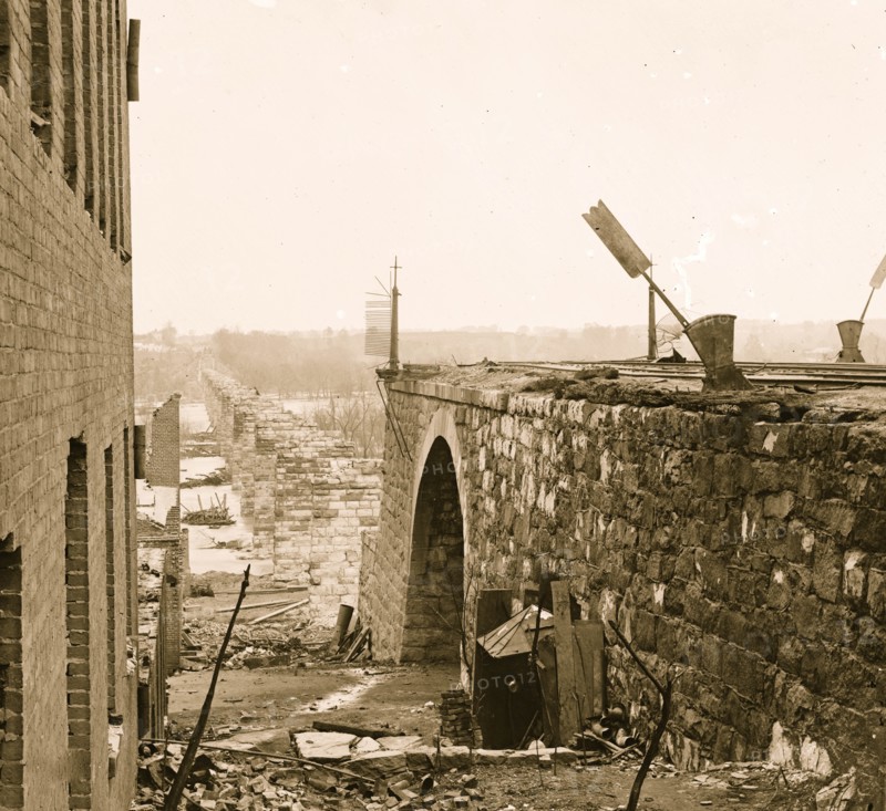 Richmond, Va. Ruins of Richmond & Petersburg Railroad bridge 1865