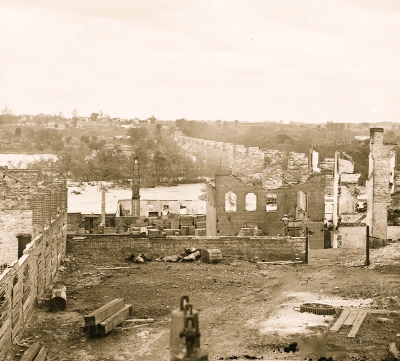 Richmond, Va. Ruins of Richmond & Petersburg Railroad bridge 1865