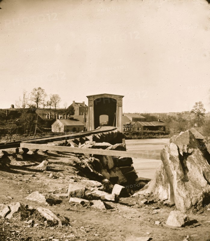 The Belle Isle railroad bridge  from the south bank 1865