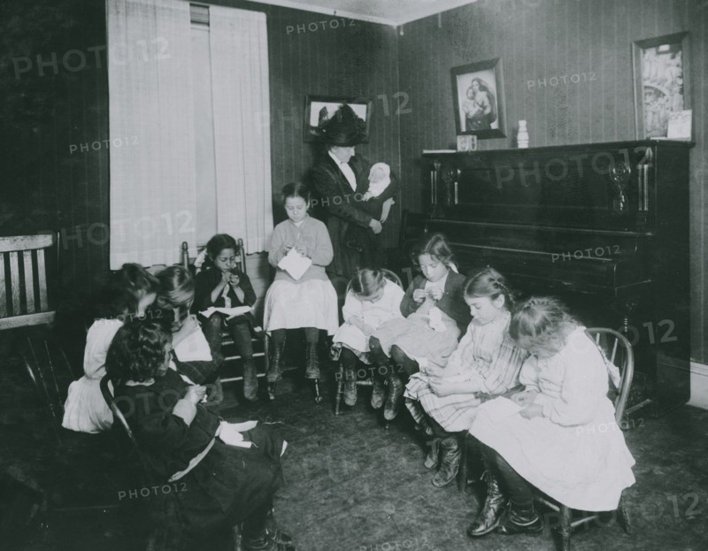 Sewing class in Sprague House Settlement Providence, R.I. 1912