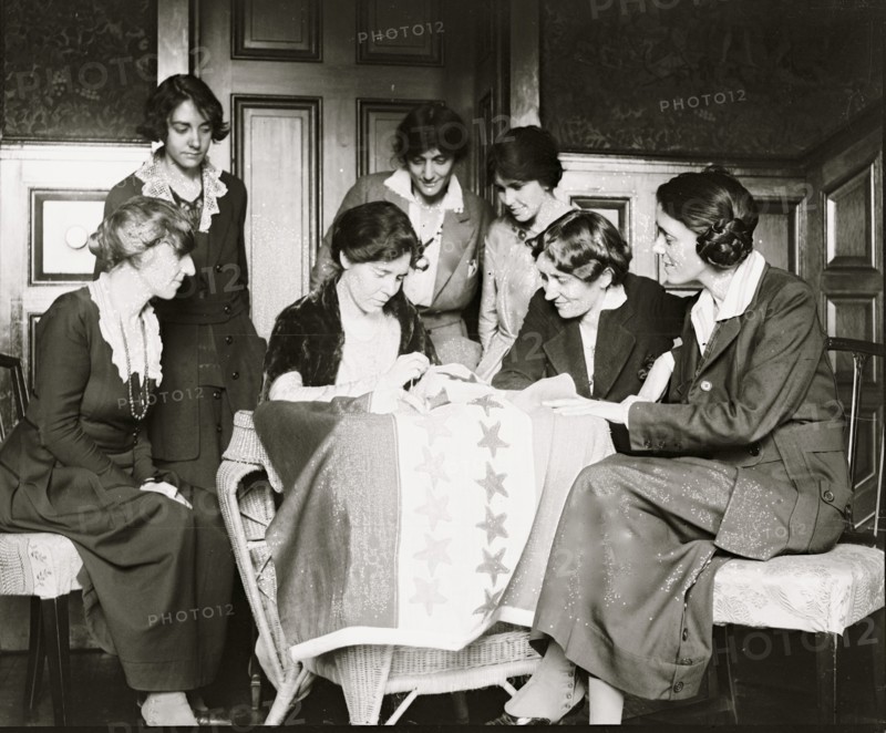 Sewing Stars on the Suffrage Flag 1920