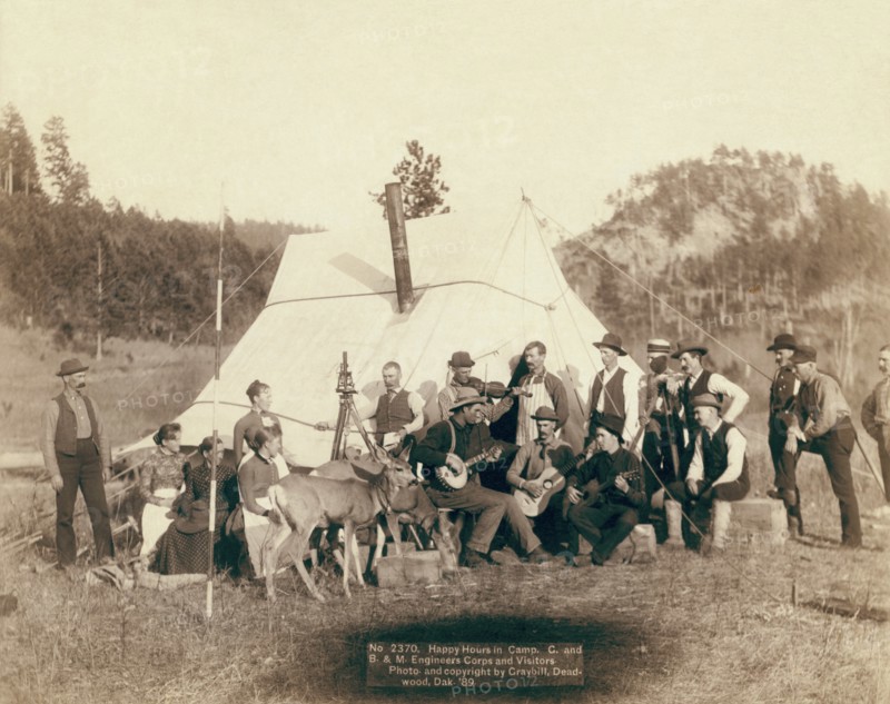 Happy Hours in Camp. G. and B.&M. Engineers Corps and Visitors 1890