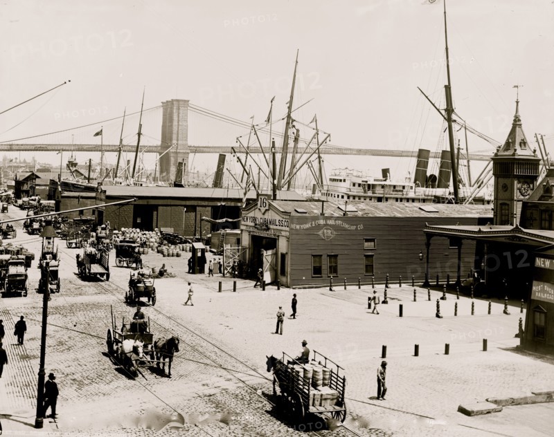 South Street and Brooklyn Bridge, New York 1900