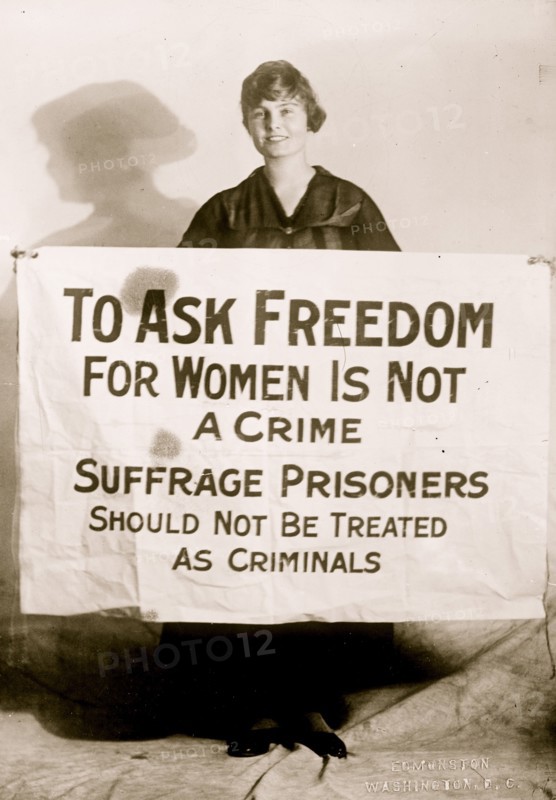Suffragette Lucy Branham with Posters 1919
