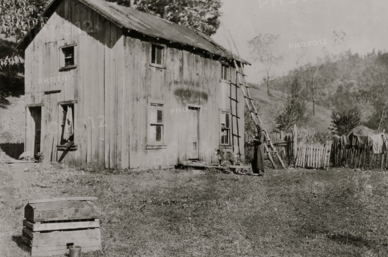 The "East Side" of Pocahontas Country. The Aldrich home, - Buckeye, near Marlinton, W. Va. This is one of the worst homes in the county.  1921