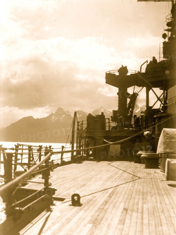 The Battleship Utah in the Straits of Magellan