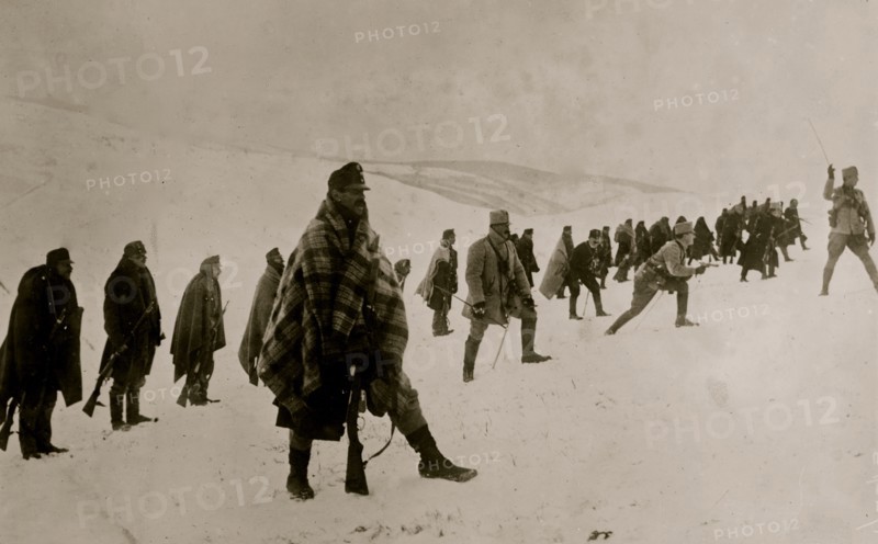 Austrian troops advancing in the Carpathians