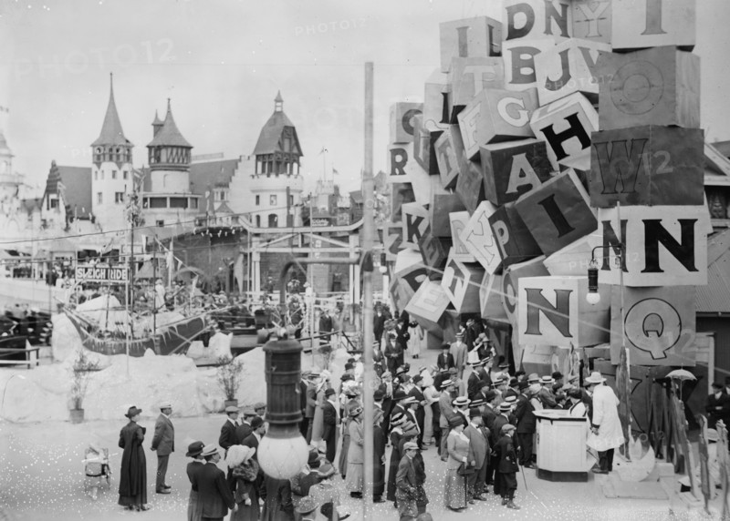 Luna Park Amusements on Coney Island open with the Steeplechase. 1902