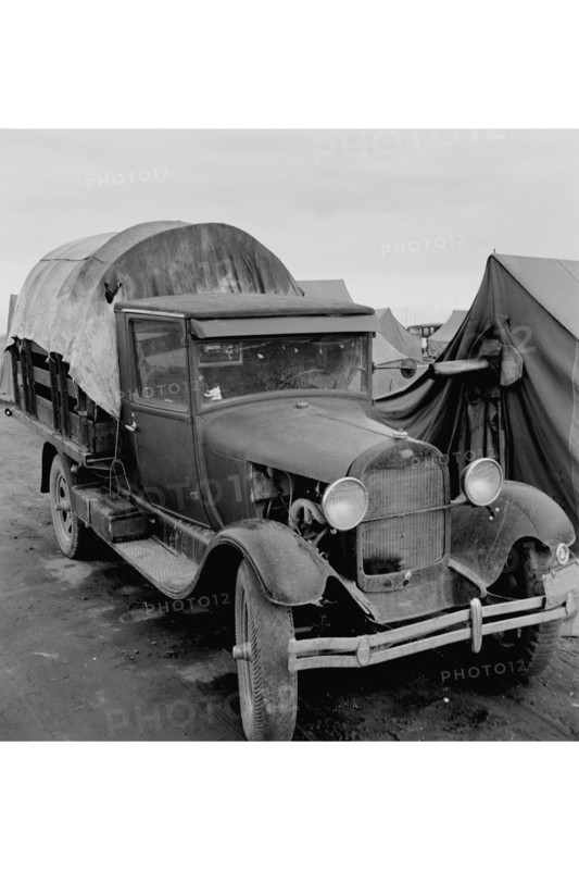 Truck Parked by Tent in FSA site 1939