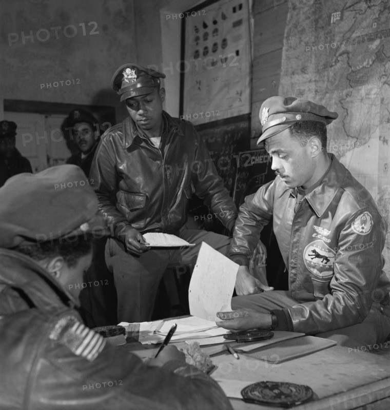 Tuskegee airmen Woodrow W. Crockett and Edward C. Gleed, Ramitelli, Italy, March 1945 1945