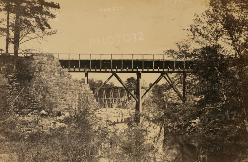Two trestle bridges over a creek 1863