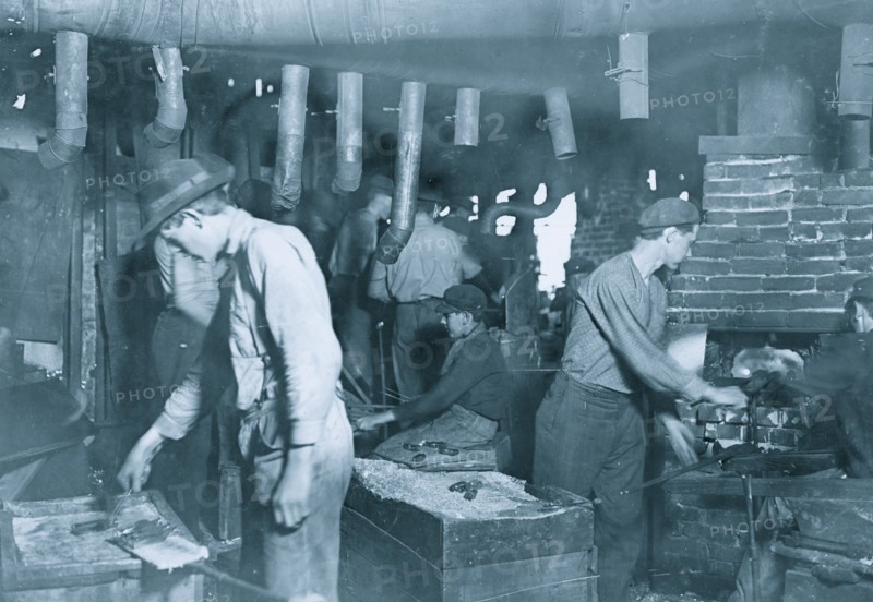Typical Night Scene In an Indiana Glass Works 1908