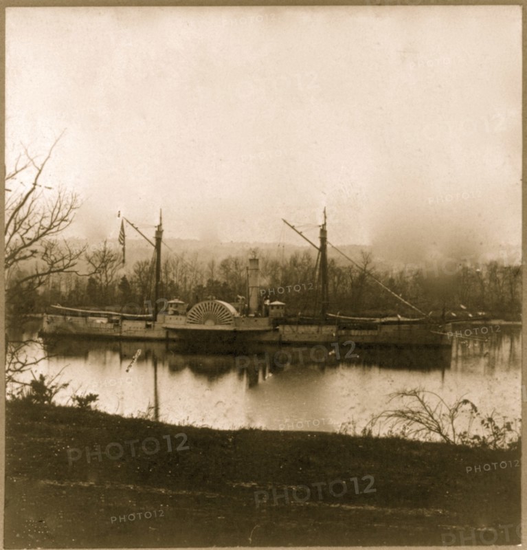 U.S. gunboat "Mendota" in James River, near Dutch Gap Canal 1863