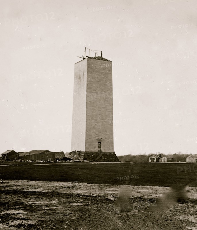 Uncompleted Washington Monument as a result of the Civil War 1864