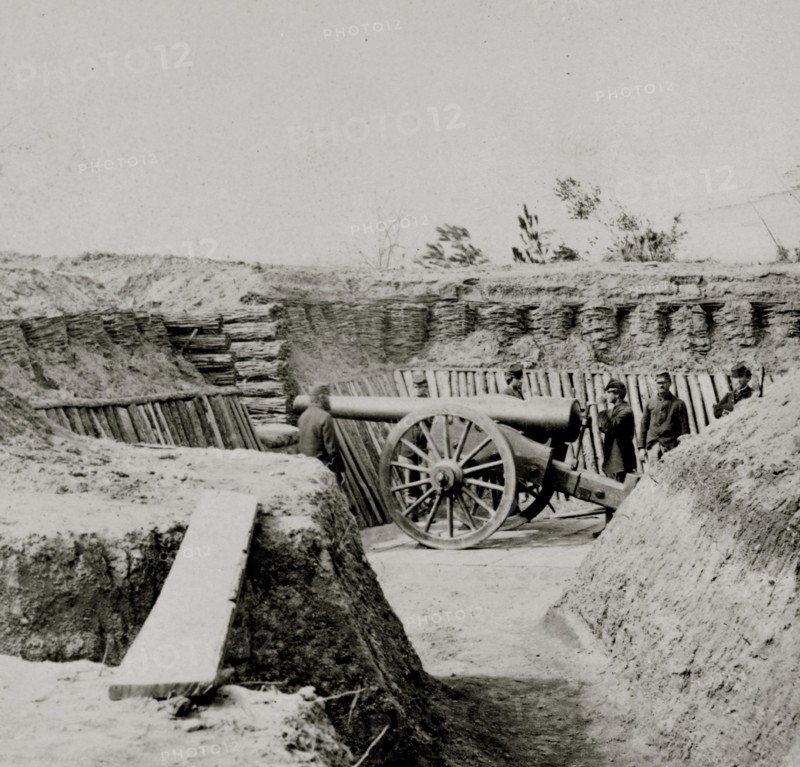 View in Water Battery, James River, Va.--Ready to fire 1865