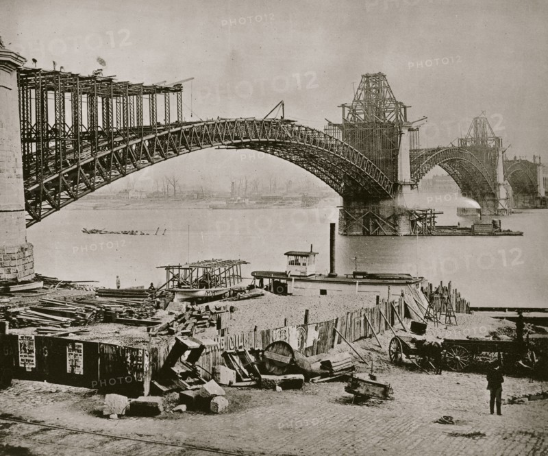 The St. Louis bridge.] The erection -- the ribs completed and the roadways begun 1856