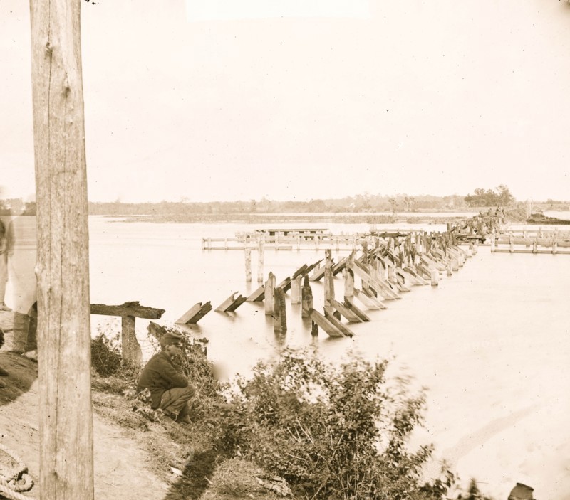 Ruins of bridge on Richmond & York River Railroad.  1863