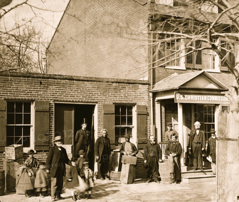 Washington, D.C. Group before office of U.S. Christian Commission, 8th and H Sts. NW 1865