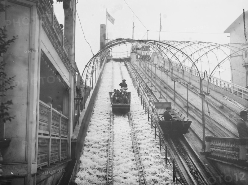 Waterslide enthusiast rides rails on Coney Island Amusement Park
