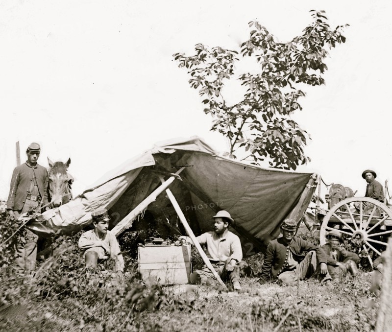 Wilcox's Landing, Va., vicinity of Charles City Court House. Field telegraph station 1864