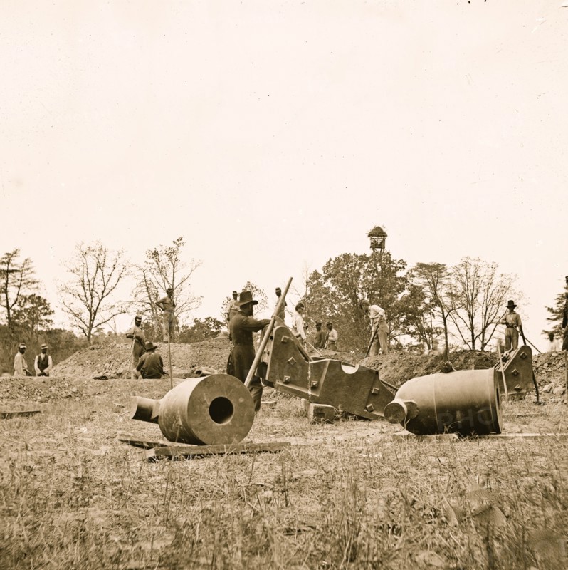 Work Crew Setting up Mortars 1864