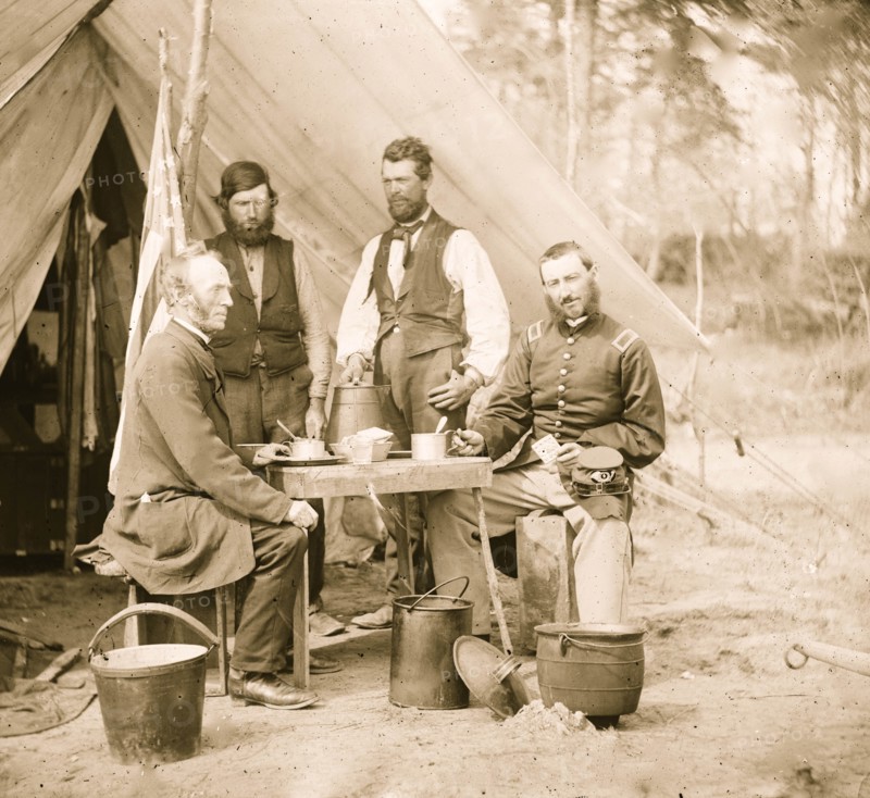 Yorktown, Va., vicinity. Group before the photographic tent at Camp Winfield Scott 1863