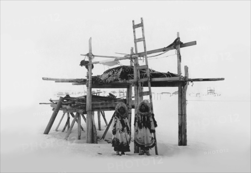 Eskimo Women and Storage Place 1916