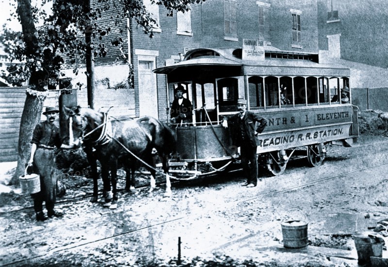 Three Men and Trolley, Philadelphia, PA
