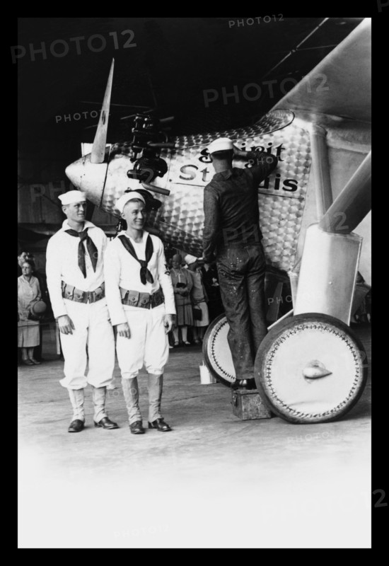 Touching up the "Spirit of St. Louis" 1927