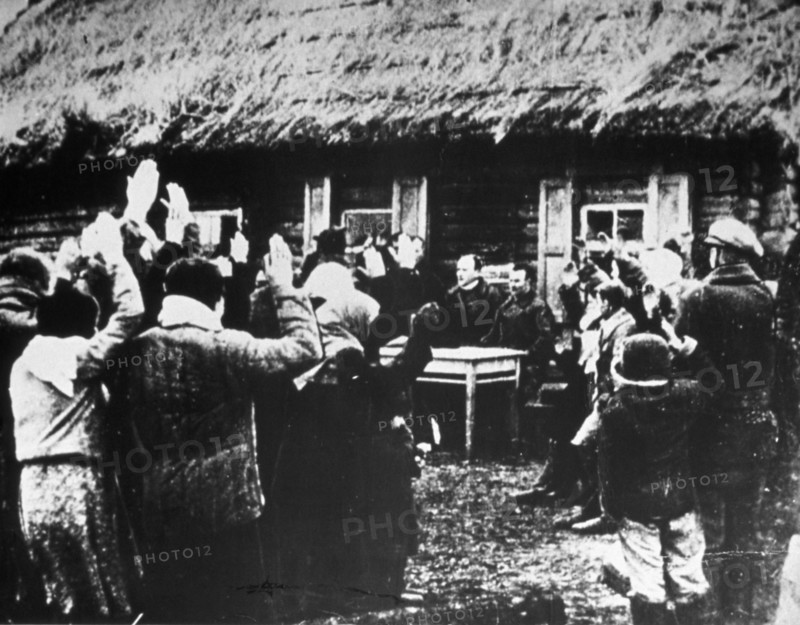 The voting in of k,p, orlovsky as the head of the 'rasvyet' kolkhoz, 1944.