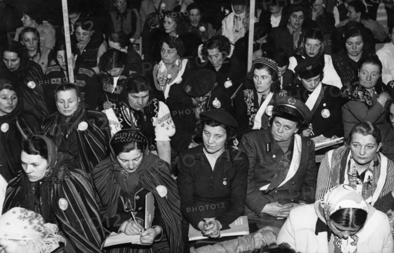National congress of the league of women held on march 3 & 4, 1951 in warsaw, poland, women participants in a section of the great hall of the polytechnic school during the congress sessions.