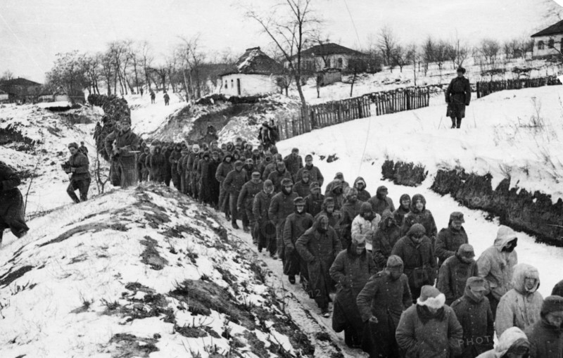 World war 2, 1st and 2nd ukrainian front, german pows taken during the korsun-shevchenkovsky offensive, january or february 1944.