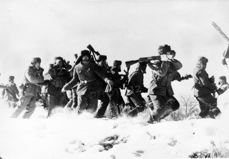 Red chinese soldiers during 'provocation' in the area of damansky island on the soviet/chinese border, jan, 1969, prelude to march 2, 1969 incident.