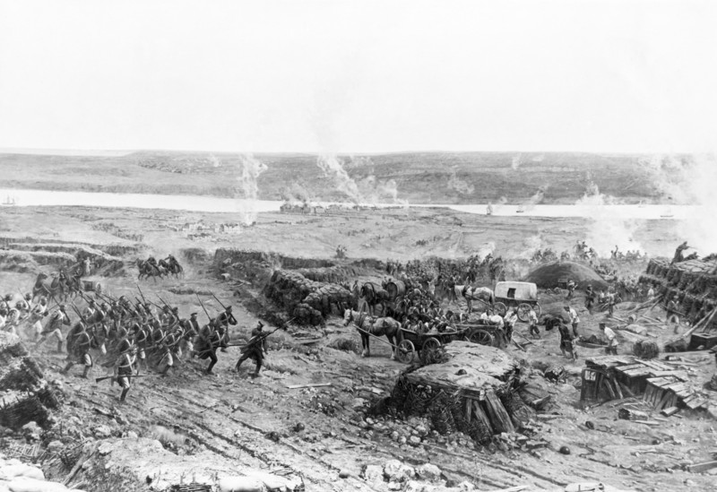 Crimean war (1853-1856), defense of sevastopol, a section of the panoramic painting.